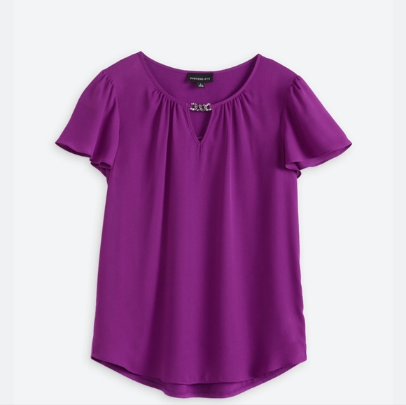Fortune + Ivy Tops - Fortune + Ivy Vibrant Purple Blouse with Jewel Detail